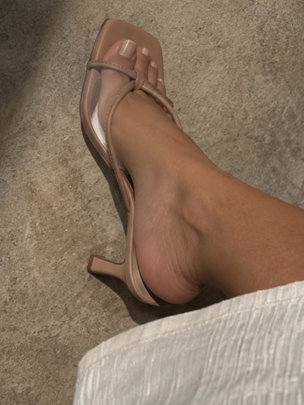 Women's Nude Strappy Square-Toe Heels